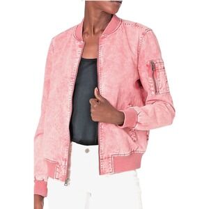 Levi's Bomber Jacket Womens Small Pink Acid Wash Utility